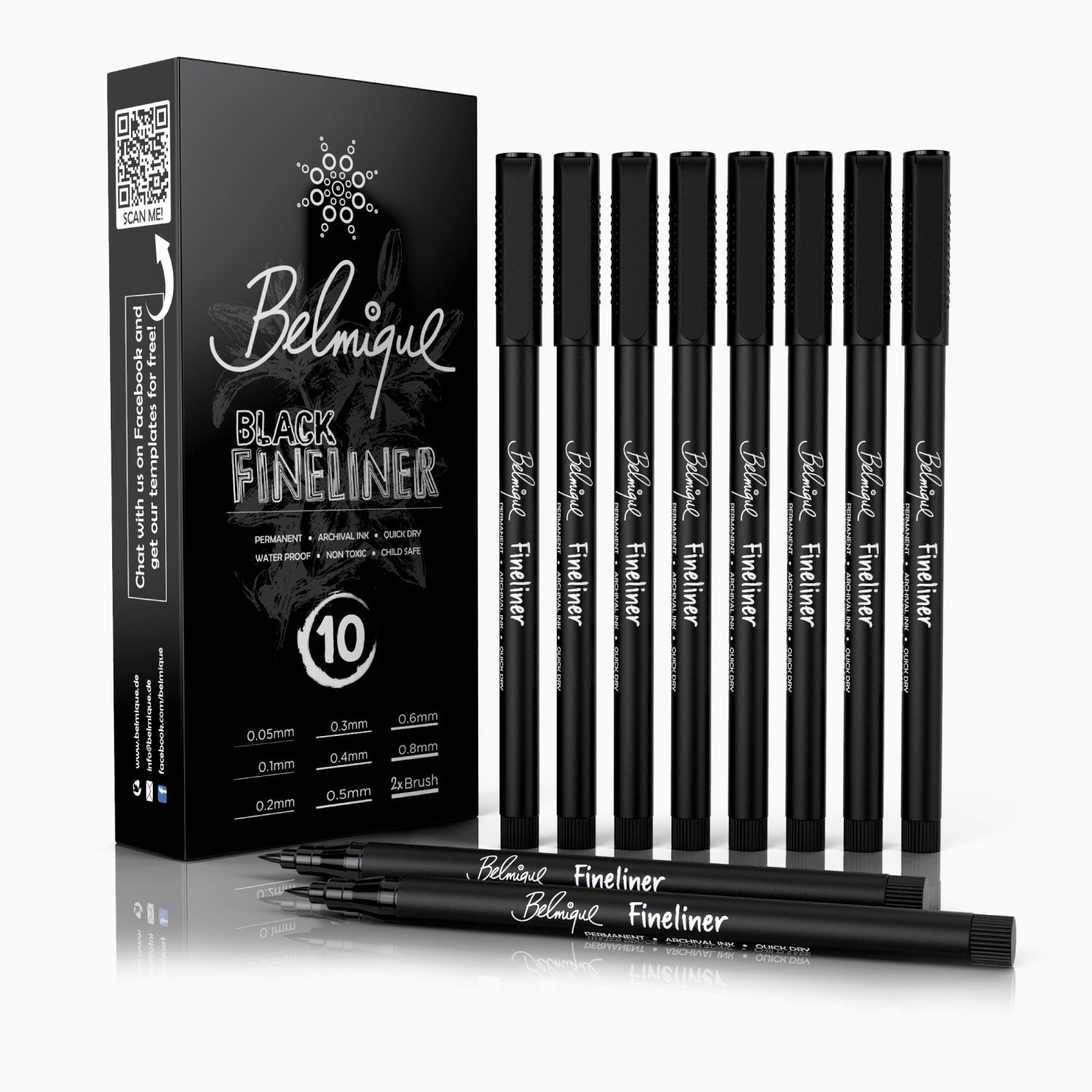 10 Handlettering Stifte und Zeichenstifte - inkl. 2 Brush Pens – Belmique
