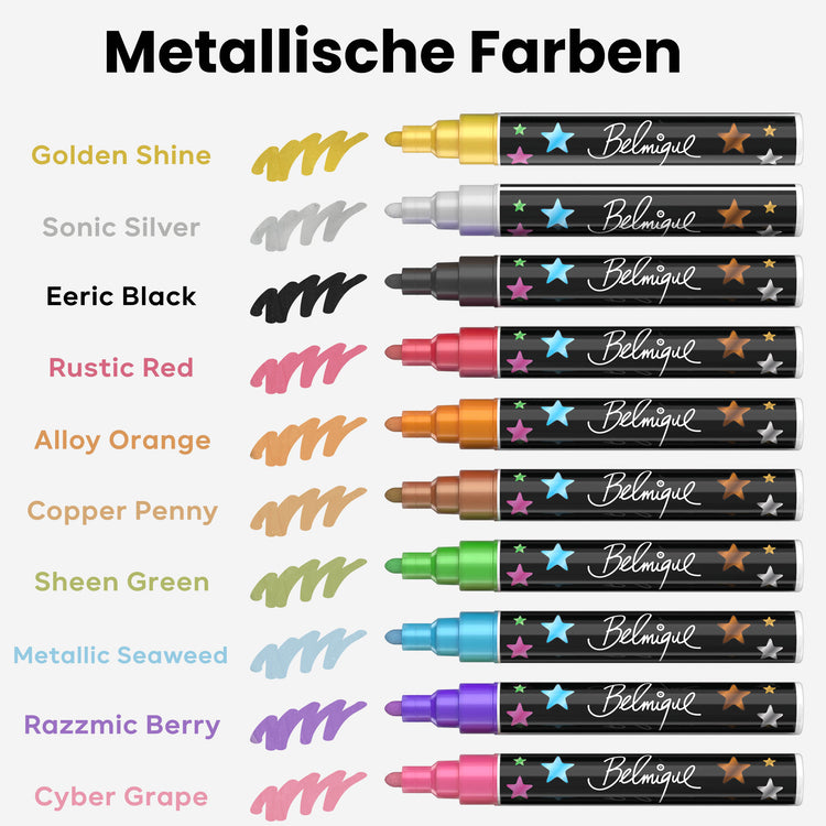 hier sind 10 kreidemarker zu sehen 