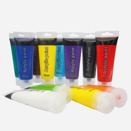Belmique Acrylfarben Set - 12x 75ml - für Leinwand, Holz, Papier, Keramik