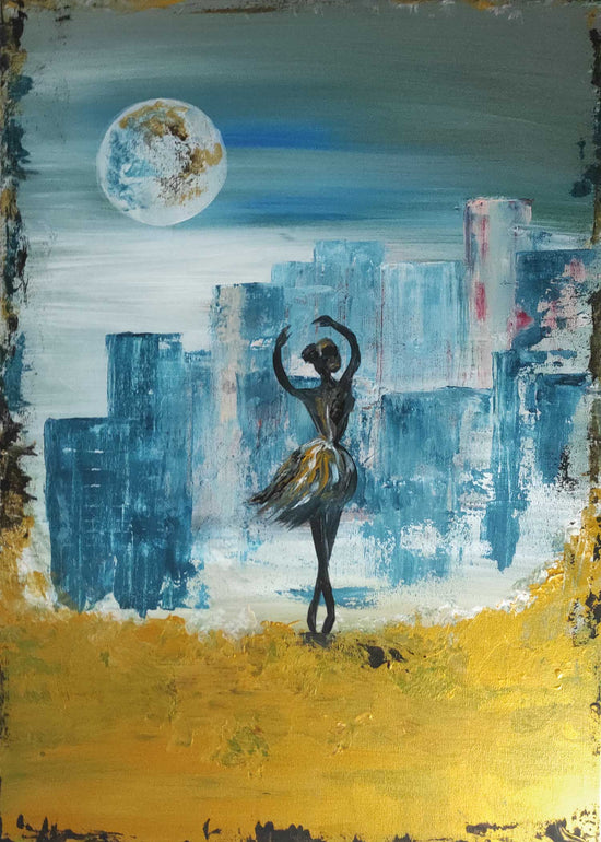 Handmade Leinwandbild Ballerina 70x50x2cm