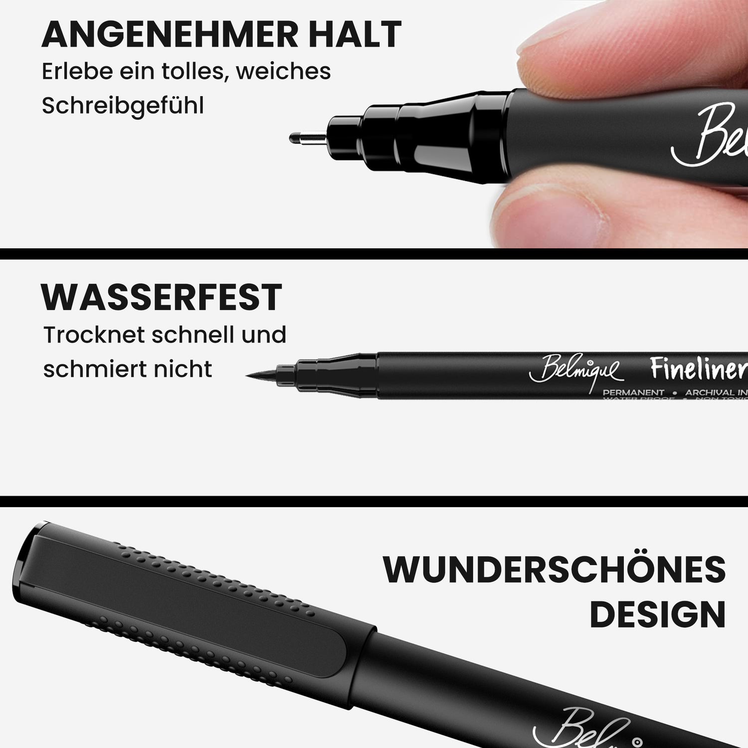 Zeichnung Stifte Set Schwarz Fineliner Stifte Set von 8 wasserfesten  Stiften inklusive Pinsel Stifte für Künstler, Architekten, Technische  Zeichnung 