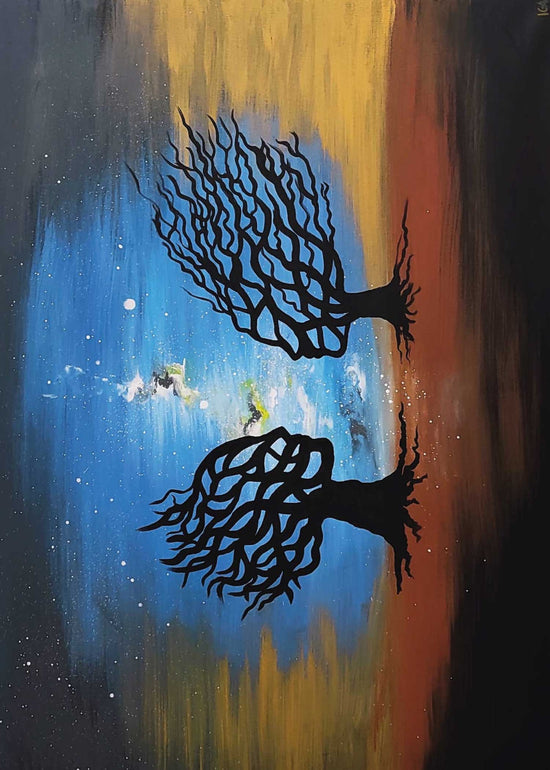 Handgemaltes Wandbild - Acrylbild Peaceful Trees 100x70x2cm