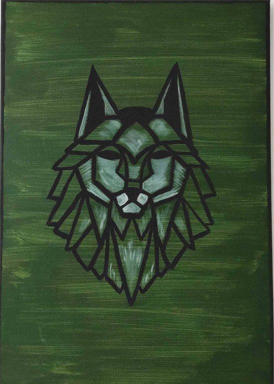 Handgemaltes Wandbild - Acrylbild Wolf 70x50x2cm