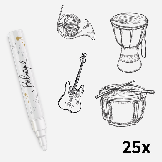 Musikinstrumente Zeichnen - Fenstervorlagen 25 Stk.
